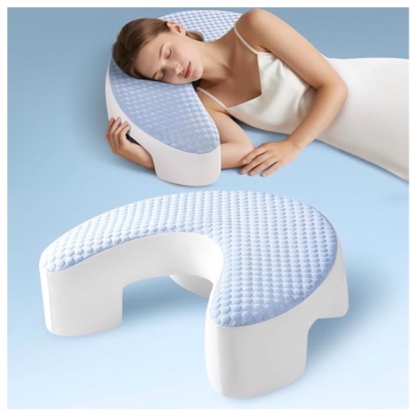 Baigee Side Sleeper Pillows for Adults, Ergonomic Memory Foam Pillow with Arm Hole Cooling Cervical 