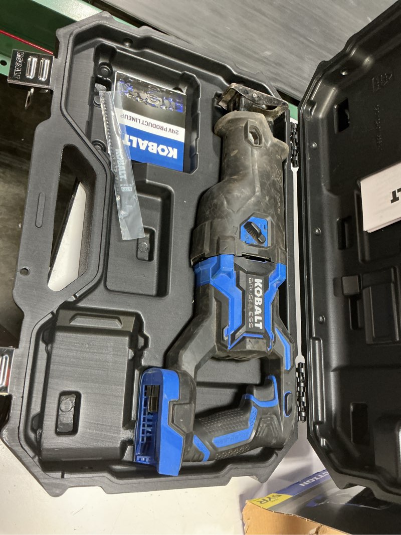 Condition photo showing As Is for kobalt xtr 24-volt variable brushless cordless reciprocating saw (battery and charger not included)