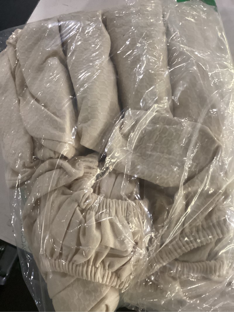 Condition photo showing Good Condition for songrey waterproof seat covers for dining chairs set of 6, no rear chair covers, stretch removable washable chair slipcover protector, beige beige 6