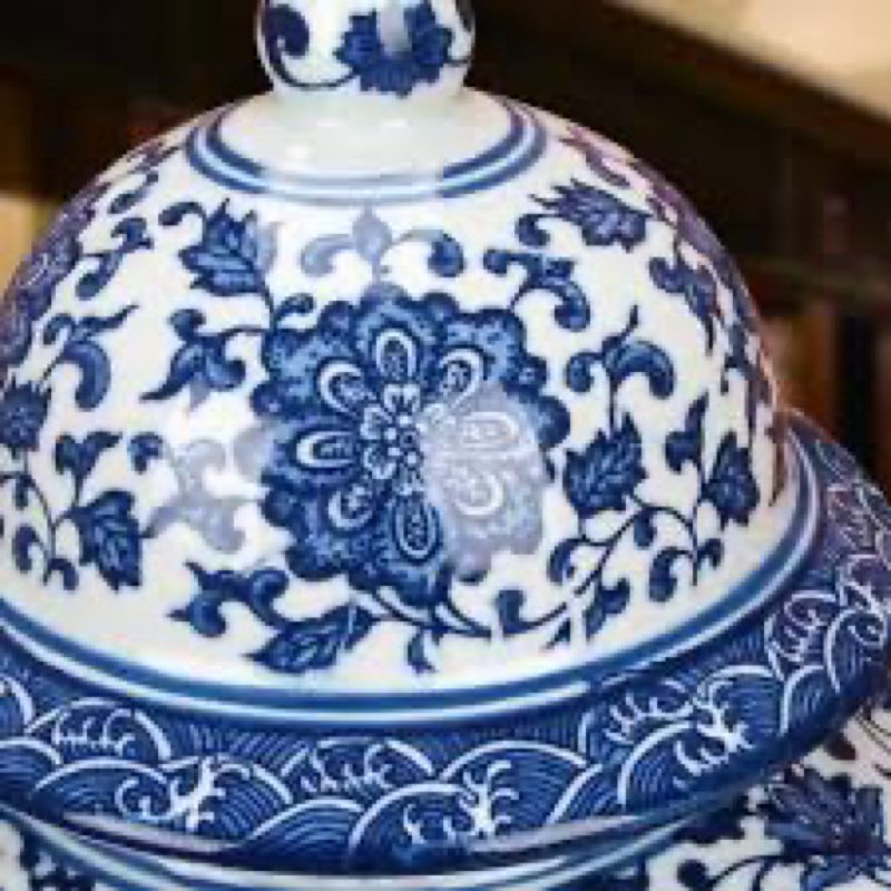 ufengke Jingdezhen Classic Blue and White Porcelain Dragon Temple Ceramic Ginger Jar Vase,China Ming