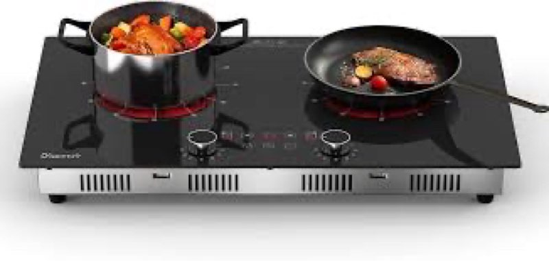 Disaenvir 2 Burner Electric Cooktop 110V - 24 Inch(23.6"x 13.78") Ceramic Stove Countertop & Built-i