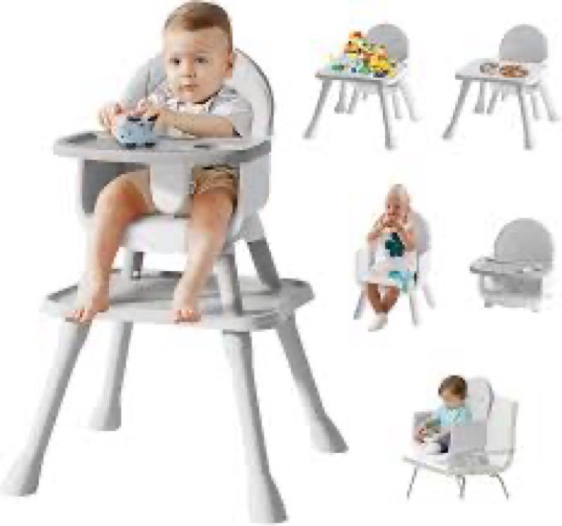 6-in-1 Convertible High Chair with Rocker | Baby High Chair for Newborn to Toddler (0-3 Years) | Adj