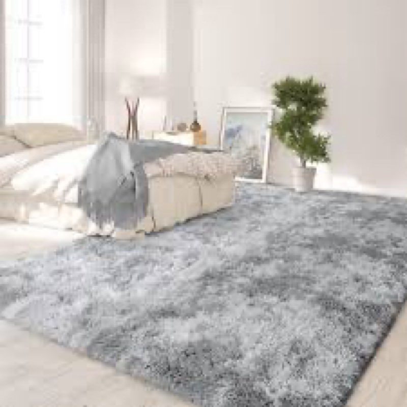 Gifeas Large Ultra Soft Modern Area Rugs for Living Room Bedroom, 6x9 Feet Tie-Dyed Light Grey Thick