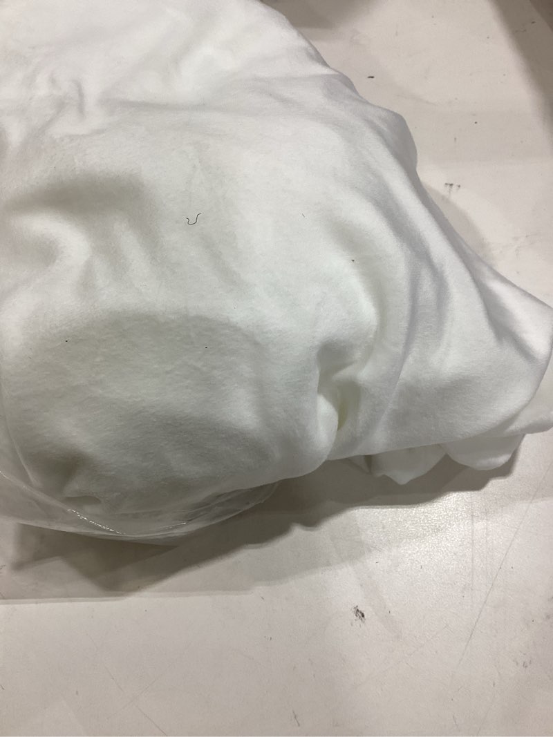 Condition photo showing As Is for DUJUIKE Bed Headboard Slipcover, Stretch Bed Headboard Cover, Dustproof Protector Cover for Linen Fabric Tufted Upholstered Headboard (White, King Headboard Length (79"-86")) King Headboard Length (79"-86") White