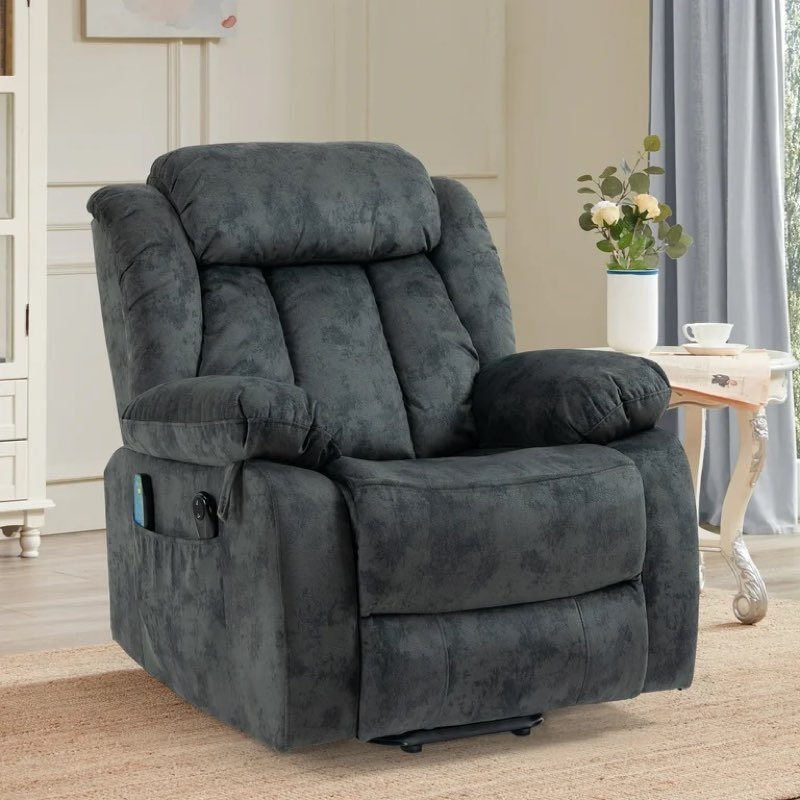 PAPROOS Recliner Chair, Electric Power Lift Recliner with Heat Therapy and Massage Function, Large Size Lift Chair with Remote and Side Pocket,