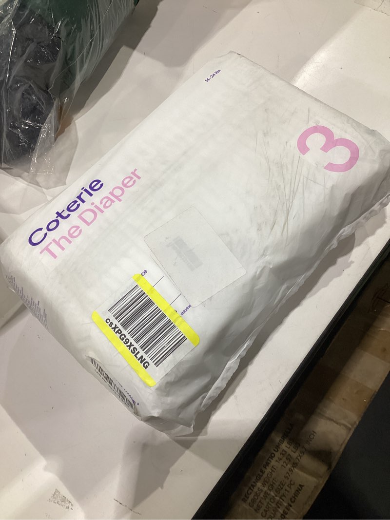 Condition photo showing New/Like New for coterie, diaper size 3, 28 count