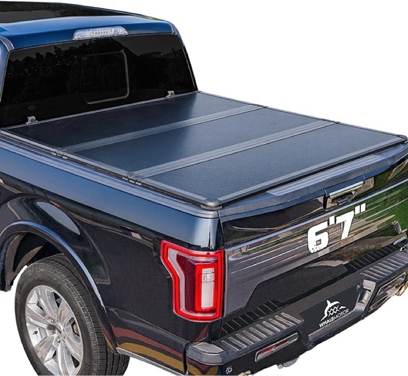 Hard Folding Truck Bed Tonneau Cover Compatible with Chevy Silverado & GMC Sierra 1500(2007-2025) 2500 3500 HD(2007-2019) 6.6 ft Standard Box(NO CarbonPro Bed), Tri Fold Style