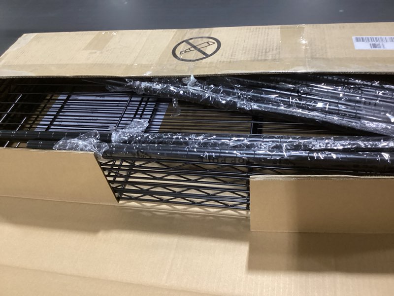 Condition photo showing Good Condition for bestoffice | 4-tier wire storage shelves | 36x14x54 | black | with adjustable racks | heavy-duty metal shelf, holds upto 1000 lbs | no-tool assembly | ideal for home & garage shelving black 36"d x 14"w x 54"h