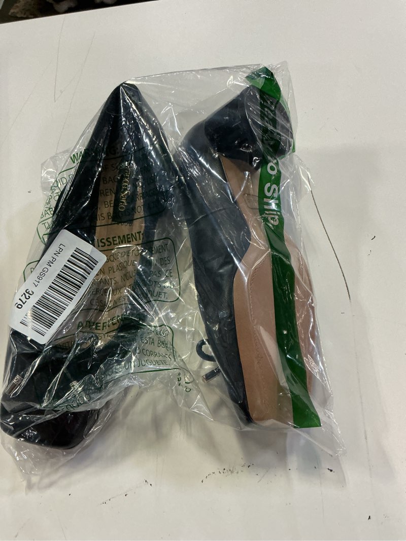Condition photo showing Good Condition for franco sarto natalia square toe block heel pumps with bow 7 wide black leather