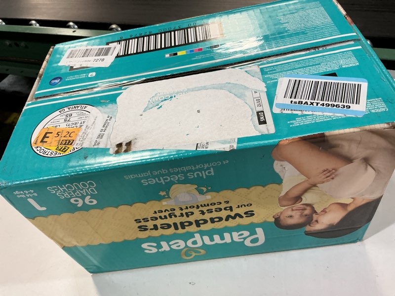 Condition photo showing New/Like New for Pampers Swaddlers Diapers, Size 1 (8-14 lbs), 96 Count, Absorbent, Keeps Baby Dry and Comfortable, Skin Safe Disposable Baby Diaper (Packaging May Vary) Size 1 96