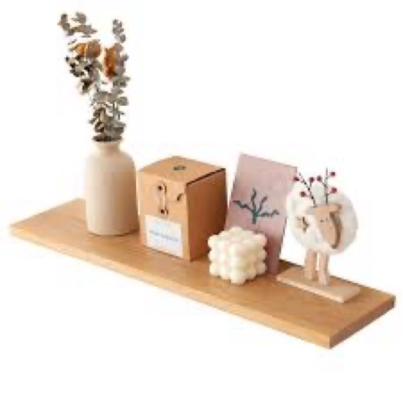 24 inch Oak Floating Shelves Rustic Wood Shelves for Wall Storage, Wall Mounted Wooden Display Shelf