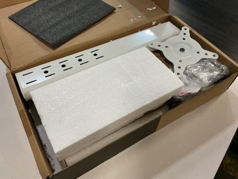 Condition photo showing Good Condition for hemudu single lcd computer monitor free-standing desk stand riser for 13 inch to 32 inch screen with swivel, height adjustable, rotation, holds one (1) screen up to 77lbs(ht05w-001) white