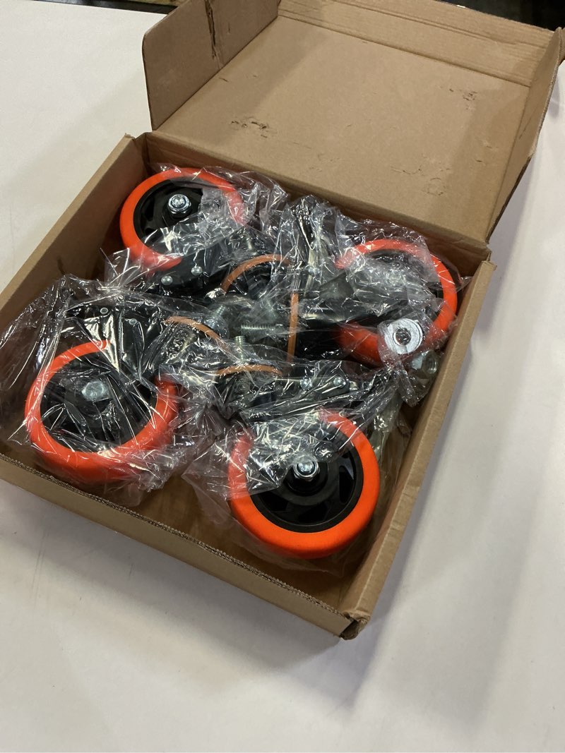 Condition photo showing Good Condition for 4 Inch Caster Wheels 2200Lbs, Threaded Stem Casters Set of 4 Heavy Duty, 1/2"-13 x 1 (Screw Diameter 1/2", Stem Length 1"), Safety Dual Locking Industrial Castors, Wheels for Cart, Furniture 4 Inch 1/2"-13x1"