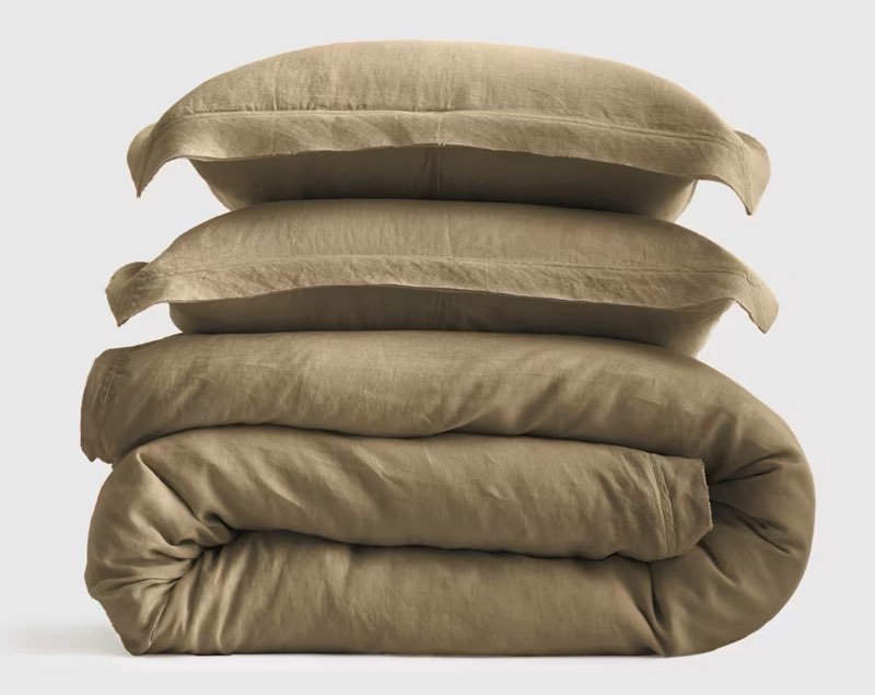 quince european linen deluxe bedding bundle, king, aloe