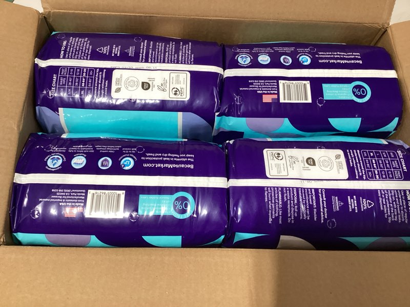 Condition photo showing New/Like New for Because Overnight Absorbency Pull Ups - Adult Disposable Incontinence Underwear, Extra Absorbent Nighttime Briefs for Men and Women, White, XLarge, 80 Count (4 Packs of 20) X-Large (80 Count)