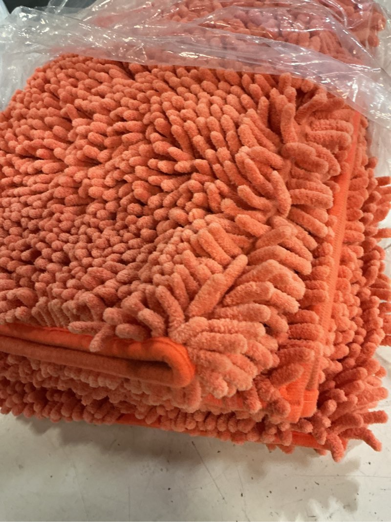 Condition photo showing Good Condition for accumtek upgrade extra large coral bathroom rug set 3 pieces ultra soft, thick absorbent bath mats, non slip chenille toilet mat for bathroom, bedroom, kitchen coral 48"x20"+24"x17"+u shape24"x20"