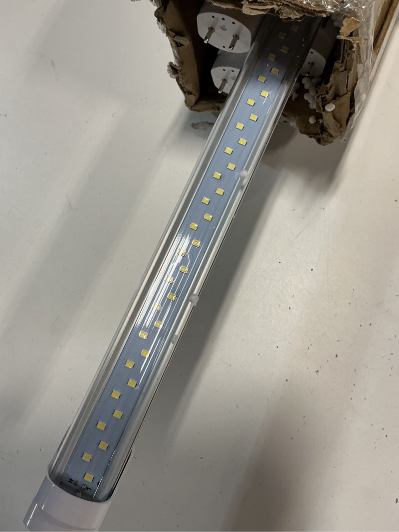 Condition photo showing As Is for jesled 2ft t8 led tube light, 12w(30w equivalent), 1680lm, 6000k, ballast bypass, 24 inch f20t12 fluorescent bulb replacement, dual ended, 24” lighting tube fixture (4-pack)