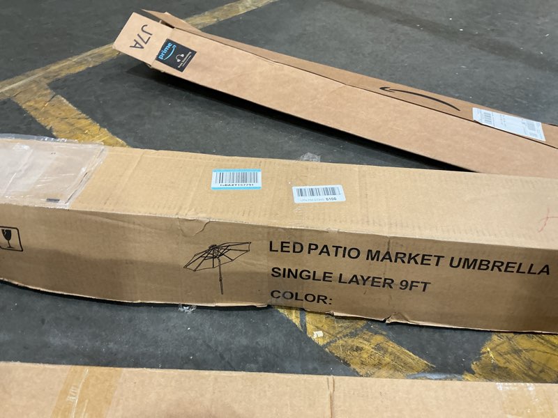 Condition photo showing New/Like New for eliteshade usa 10-year-non-fading 9ft market patio umbrella, commercial grade table sun umbrella with 80 solar led lights, crank open, windproof & upf 50+ uv protection for garden, deck, pool, backyard, royal blue royal blue 9ft single vent