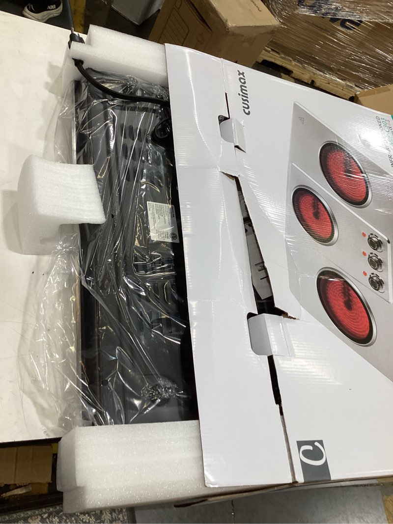 Condition photo showing New/Like New for cusimax hot plate electric,countertop infrared triple burner with 7? ceramic glass cooktop,electric hot plate for cooking,11 level temperature setting