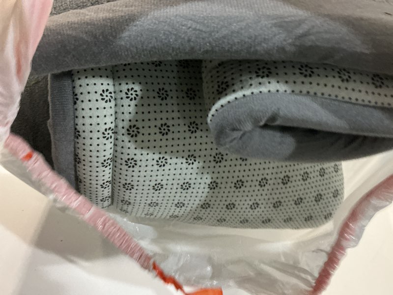 Condition photo showing Good Condition for ultra soft baby play mat for floor, 50"x50" playpen mat, 1.3" thick memory foam, non-slip tummy time mat for infants, toddlers, and kids – water-repellent coral velvet, easy care light gray 50"×50"