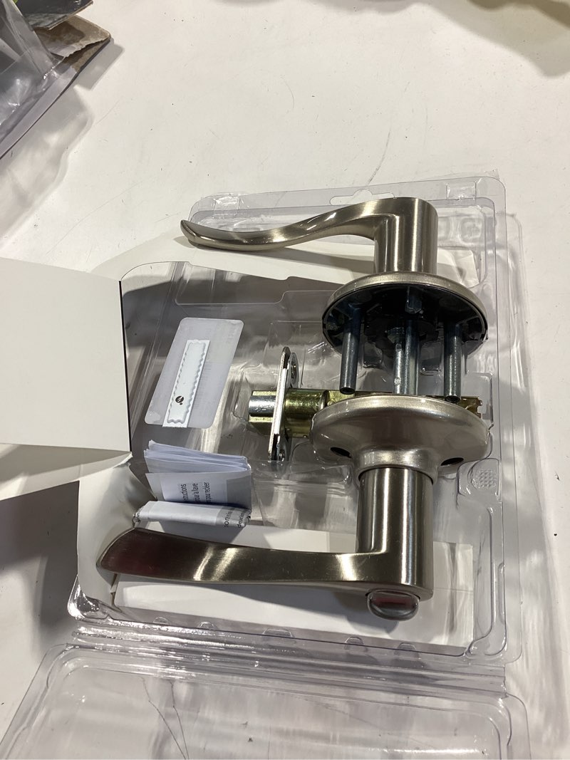 Condition photo showing As Is for kwikset smartkey security wave satin nickel entry lever kw1 2-3/4 in.