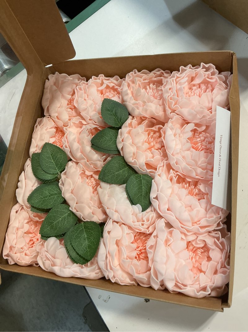 Condition photo showing Good Condition for Floroom Artificial Flowers 16pcs 4" Blush Blooming Peonies Real Looking Foam Fake Peony with Stems for DIY Wedding Bouquets Pink Bridal Shower Centerpieces Floral Arrangements Party Tables Decorations