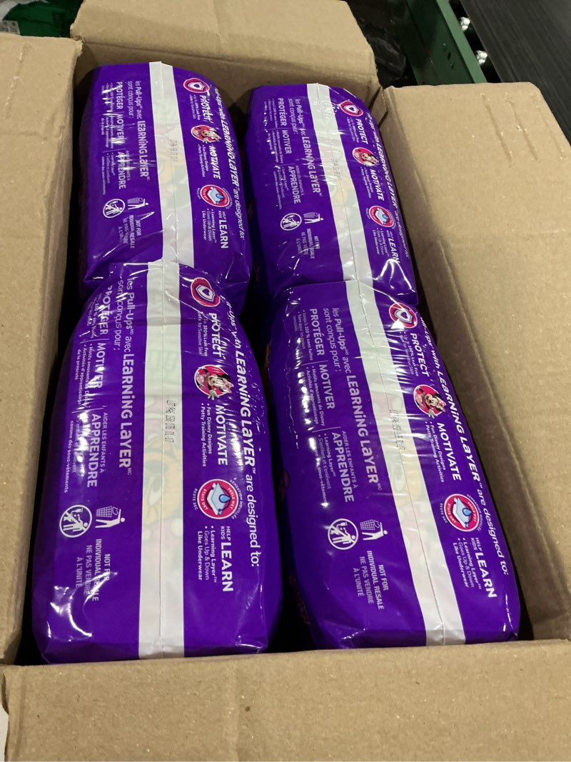 Condition photo showing New/Like New for pull-ups girls' potty training pants, size 3t-4t training underwear (32-40 lbs), 112 count 3t-4t 112