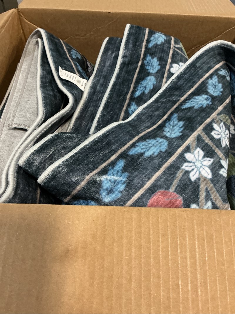 Condition photo showing Good Condition for lofus 9x12 floral living room rug, washable large area rugs non slip low pile, boho carpet for kitchen bedroom dining room nursery home office, vintage farmhouse forest-themed area rugs, blue green blue/green 9' x 12' (rectangular)