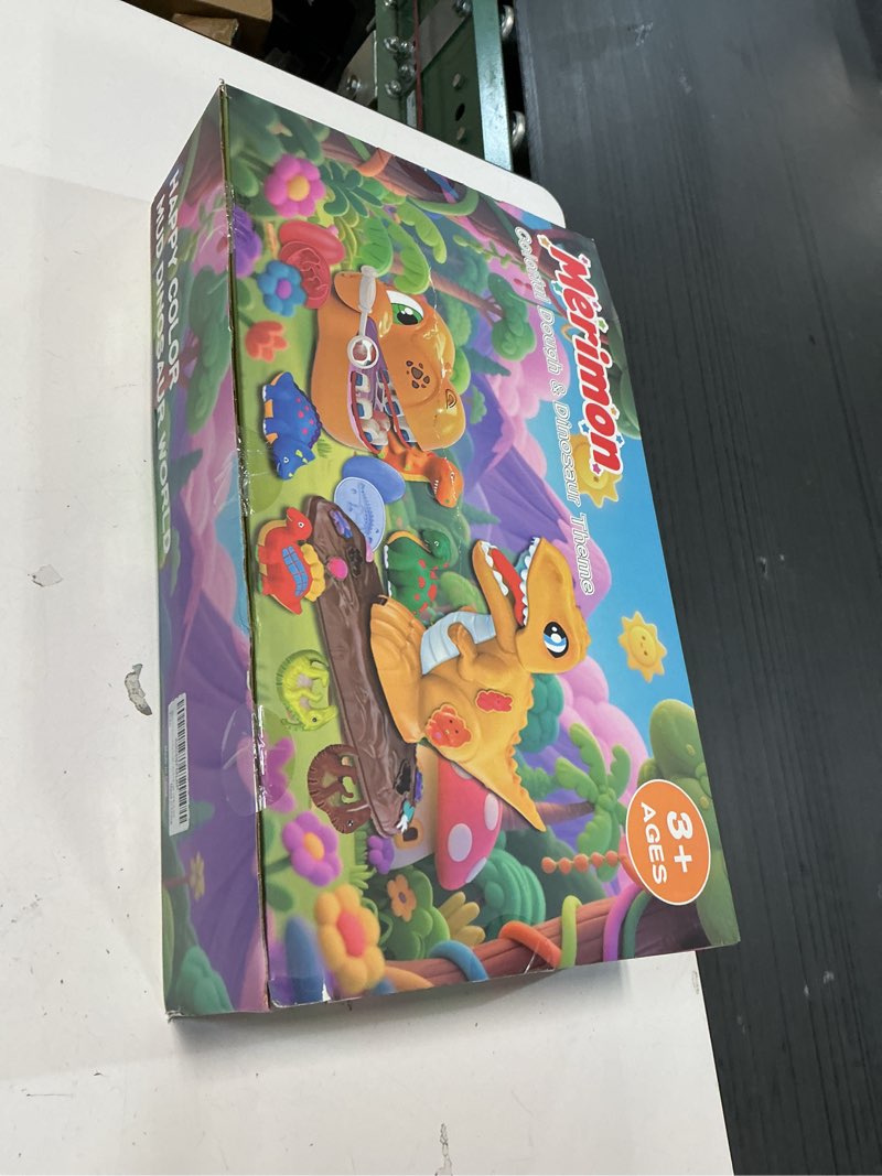 Condition photo showing New/Like New for Merimon Dinosaur Color Dough Sets, Includes Dino Dentist Play Set, Tyrannosaurus Rex Set, Jungle Dinosaur Molds and Cans Non-Toxic of Modeling Clay for Ages 3+ Boys and Girls Gift (4 in 1-73 Pcs)