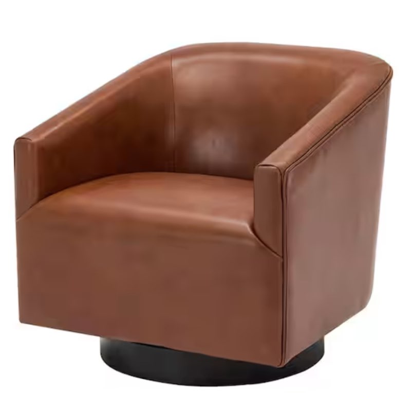 Gaven Caramel Wood Base Swivel Chair