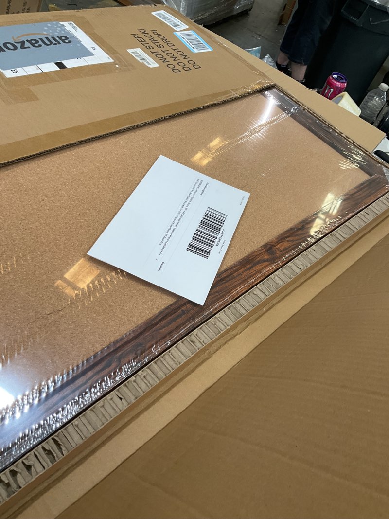 Condition photo showing Good Condition for cork board bulletin board, 24"x18" corkboard for wall, rustic black | wooden frame, decorative pin board, for home, office classroom decor, 10 push pins black frame 24"x18"