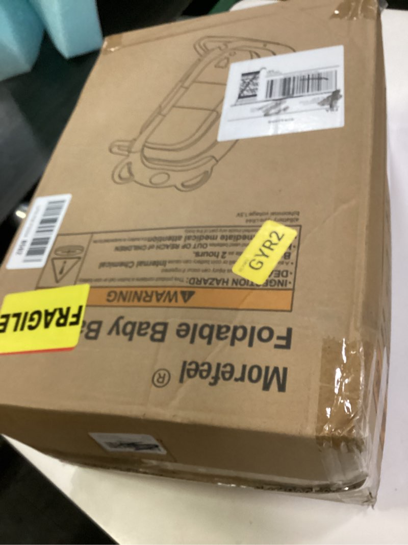 Condition photo showing New/Like New for MoreFeel Collapsible Baby Bathtub for Newborn with Thermometer & 1 Hooded Towel & 1 Soft Floating Cushion,Portable Travel Bathtub with Drain Hole, Durable Foldable Baby Tubs for Infants to Toddler Bear like Grey