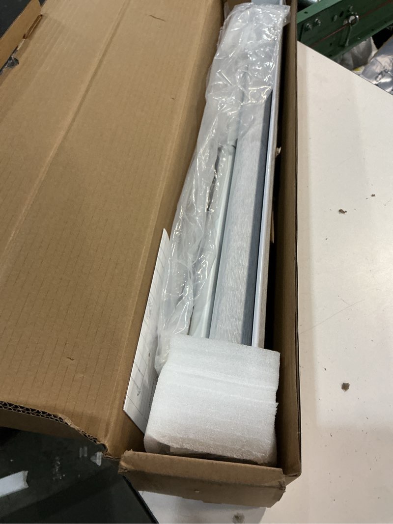 Condition photo showing As Is for hestia cordless light filtering zebra shades, linen-like fabric blinds for indoor windows, dual layer for day & night light control in bedroom/living room/office, grey, 32" w x 72" h 32"w x 72"h light grey