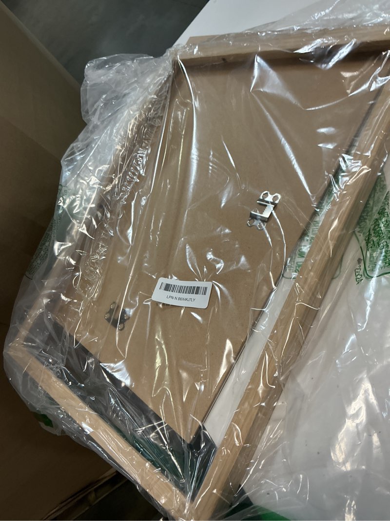 Condition photo showing As Is for minimalist 12x16 picture frame with mat for 8.5x11, brown walnut, solid wood 12x16 frame for posters or art prints, lightweight for wall mount (3 pack, walnut) 12\"x16\" - 3pk walnut