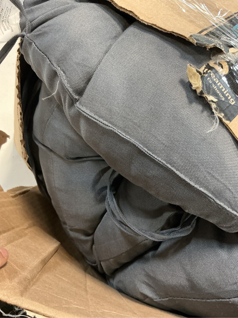 Condition photo showing As Is for ipynbap outdoor chair cushions set of 4, patio chair cushions with ties, 19x19+5” tufted outdoor seat cushions, waterproof patio furniture cushions, outdoor dining chair pads, dark grey dark grey 19*19+5”/4pcs