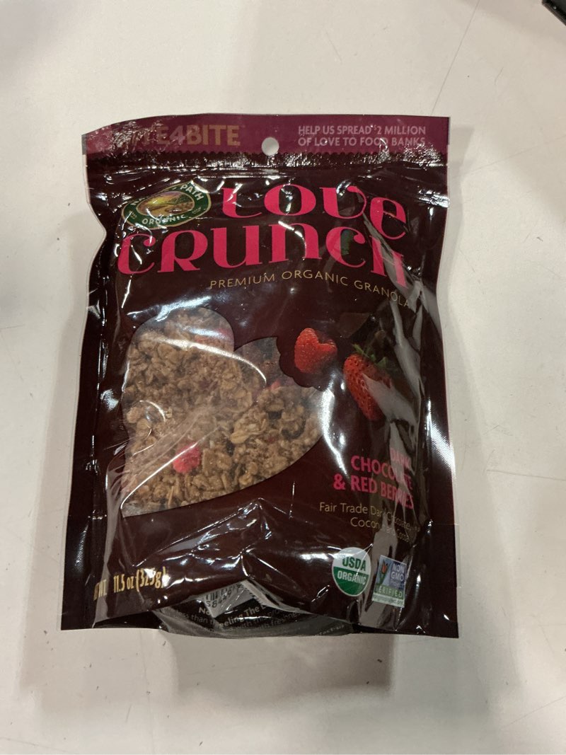 Condition photo showing Good Condition for (Jan / 2026 ) Love Crunch Organic Dark Chocolate and Red Berries Granola, Non-GMO, Fair Trade, by Nature's Path, 11.5 Ounce(Pack of 1)