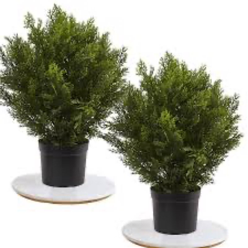 momoplant —33Inch/2.6 FT Outdoor Artificial Boxwood Garden Torch Shaped Topiary Tree Artificial Topiaries Bushes Potted Fake Plants Outdoor/Indoor Decor?Set of 2