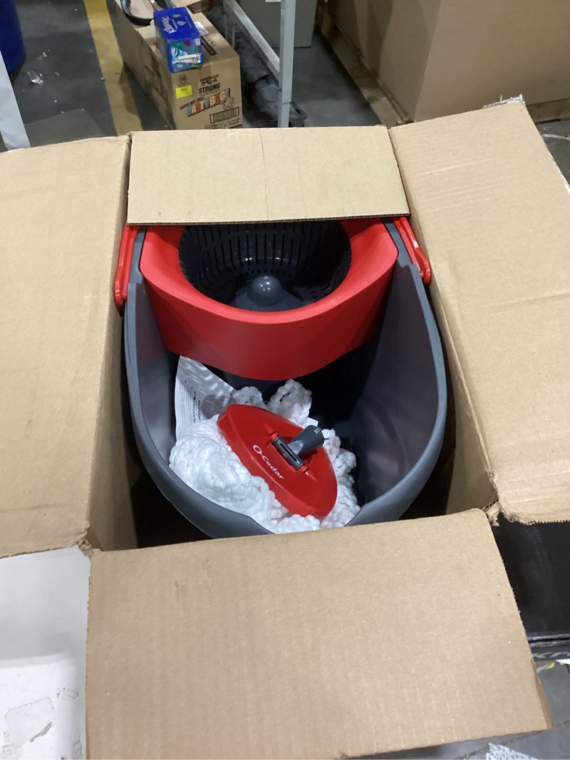 Condition photo showing Good Condition for o-cedar easywring microfiber spin mop, bucket floor cleaning system, red, gray, standard easywring spin mop & bucket