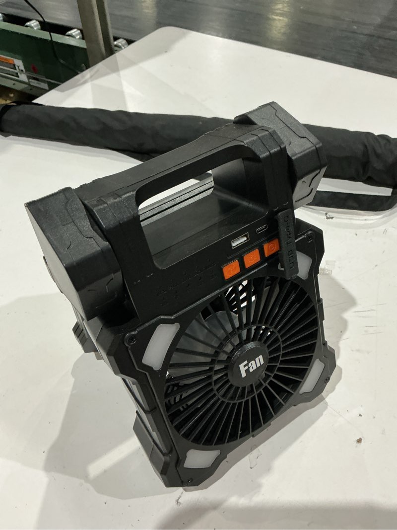 Condition photo showing Good Condition for 22000mah camping solar fan, dual-panel rechargeable solar powered fan with led light, 5 adjustable speeds battery powered portable fans, usb-c fans for travel tent home camping accessories 22000mah dual solar panel fan black