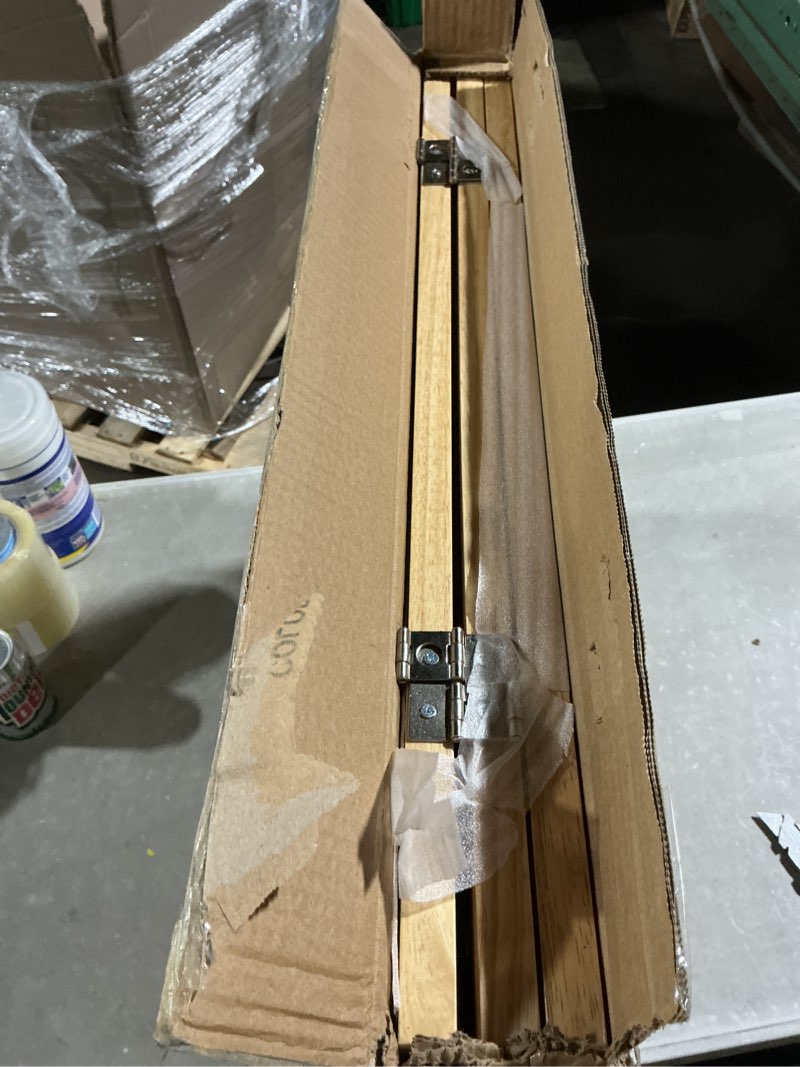 Condition photo showing Good Condition for lzrs 3-panel wooden free standing foldable dog gate indoor – 24" high,step-over safety pet gate for doorways, stairs, hallways, indoor dog barrier for small to medium dogs & puppies, natural natural 24"height-3 panel