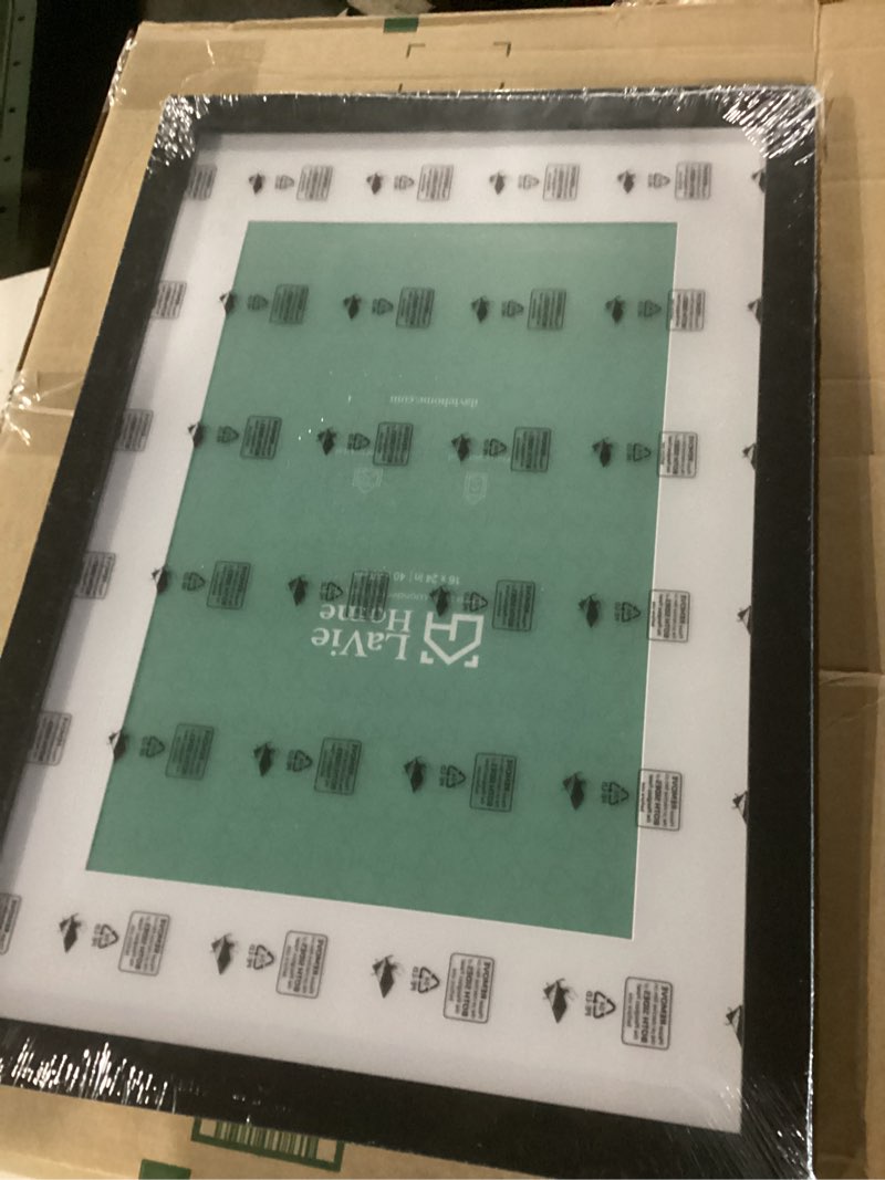 Condition photo showing New/Like New for lavie home 16 x 24 picture frame black poster frame,display pictures 12x18 with mat or 16x24 without mat, stable and sturdy frame and polished plexiglass, suitable for wall decoration?1 pack? 16x24 black