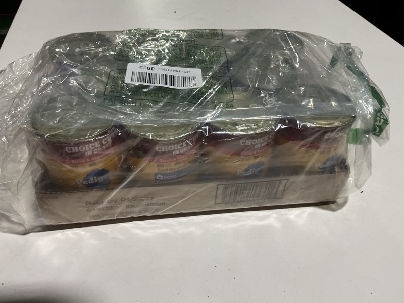 Condition photo showing As Is for pedigree wet dog food, choice cuts adult canned dog food, steak & vegetable flavor, 13.2 oz. cans, 12 count steak 13.2 oz (pack of 12)