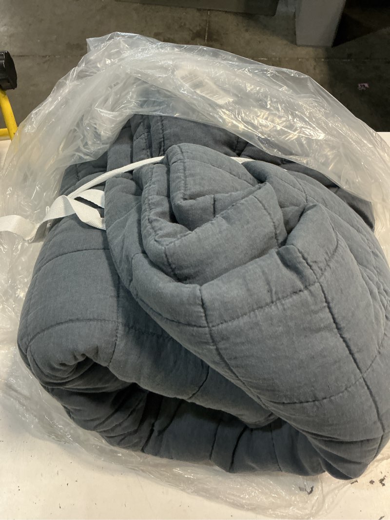 Condition photo showing As Is for quince european linen box quilt, king/cal king, nightfall