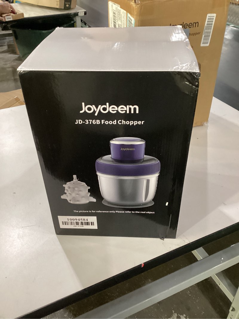 Condition photo showing New/Like New for Joydeem JD-376B Electric Food Processor,Meat Grinder with Garlic Peeler,Vegetable Fruit Chopper with 3 Stainless Steel Bowls,Blue