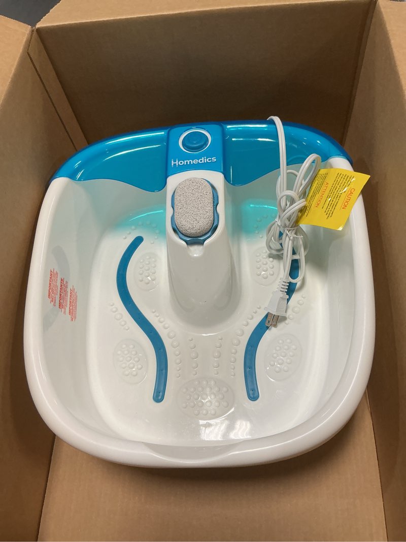 Condition photo showing As Is for Homedics Bubble Mate Foot Spa, Toe Touch Controlled Foot Bath with Invigorating Bubbles and Splash Proof, Raised Massage Nodes and Removable Pumice Stone