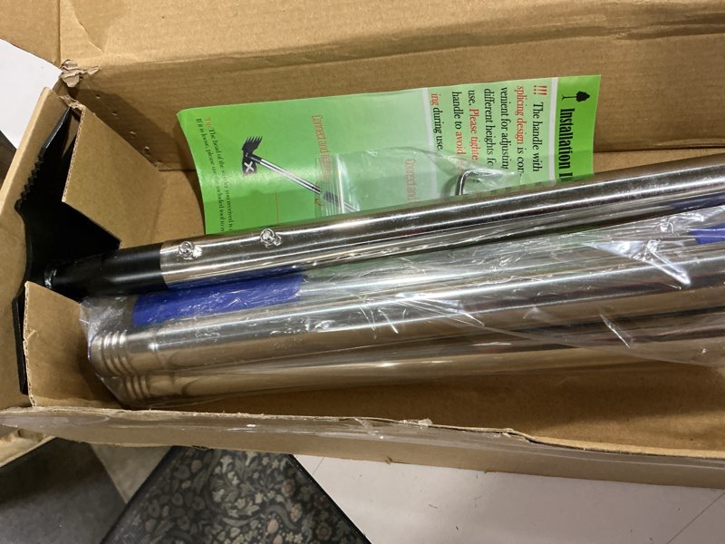 Condition photo showing Good Condition for weed puller tool with long handle, 60'' weed remover weeding tool, heavy duty 2 in 1 manual weed rake and garden hoe, gardening weeder tools for yard, lawn, patio, garden blue