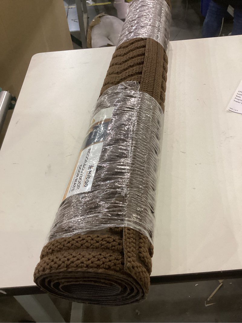 Condition photo showing New/Like New for Mibao Front Door Mat, Dirt Trapper Welcome Mat for Outdoor Indoor, Non-Slip Waterproof Doormat, Durable Machine Washable Low Profile Entry Rug for Back Door Outside Patio, 61.5" x 36", Coffee Wave 3' x 5'2" (Rectangular) Coffee-wave