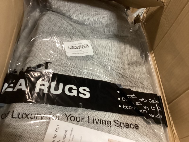 Condition photo showing Good Condition for Washable Area Rug 8x10, Large Soft Rugs for Living Room Vintage Beige Carpet 8x10 Area Rugs for Bedroom Dining Room Non-Slip Stain Resistant Under Table Rug Beige 8' x 10' (Rectangular)