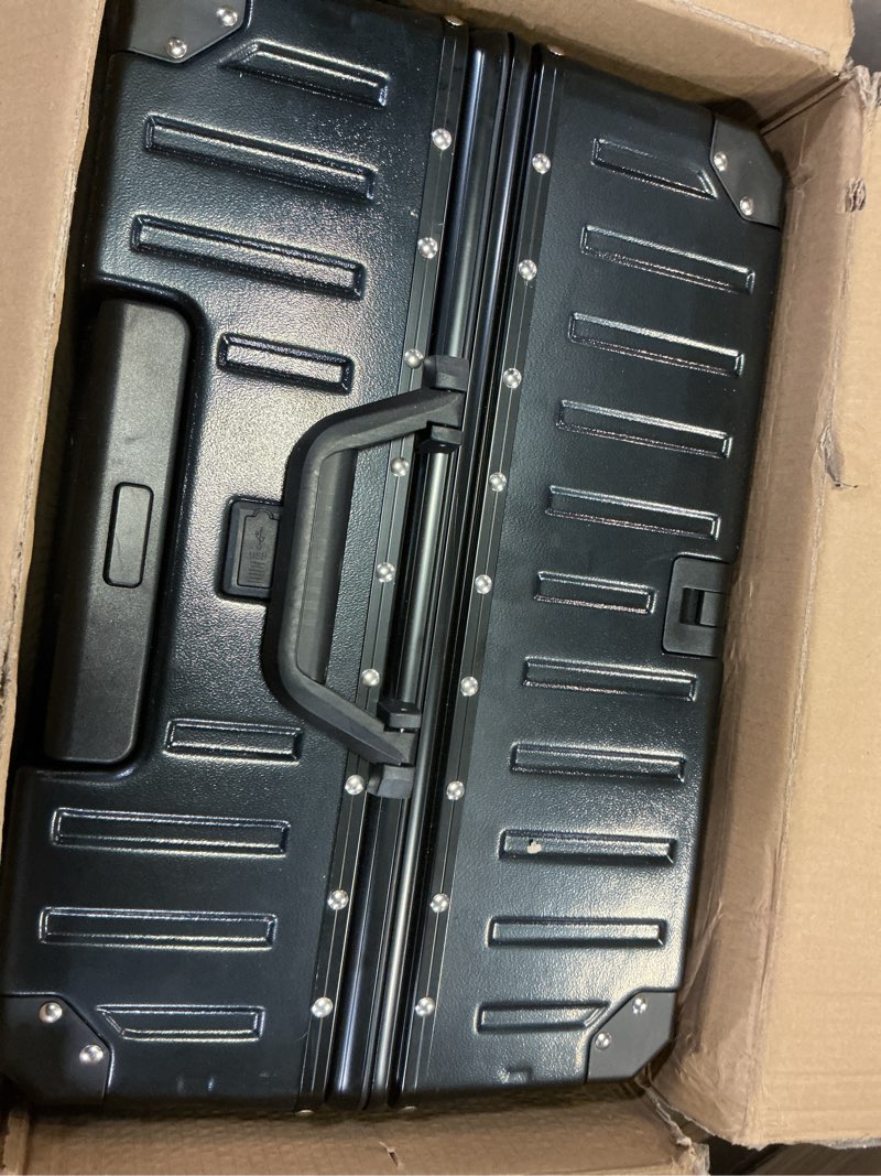 Condition photo showing Good Condition for HotWay PC Hard Shell Checked Suitcase with Aluminum Frame, Luggage with Cup Holder and USB Port, Zipperless Luggage for Business Travel (Black, Checked In 26Inch) Black Checked in 26inch