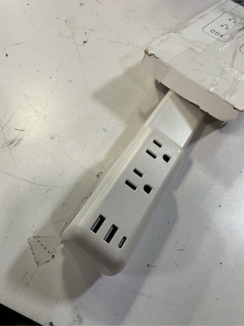 Condition photo showing As Is for electrical outlet extender stick 2 pack with telescopic 22"-34" extension & 180° swivel, 2 ac outlets & 3 usb ports (1 usb-c/2 usb-a), for hard-to-reach outlets behind furniture bed desk sofa